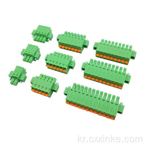 플랜지 스프링 형 푸시 인 플러그인 단자 블록이있는 3.81mm 피치